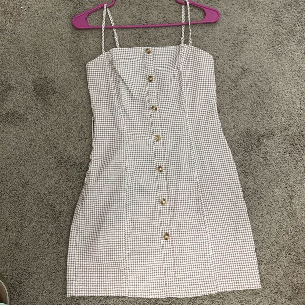 Emory park checkered beige and white dress (small)